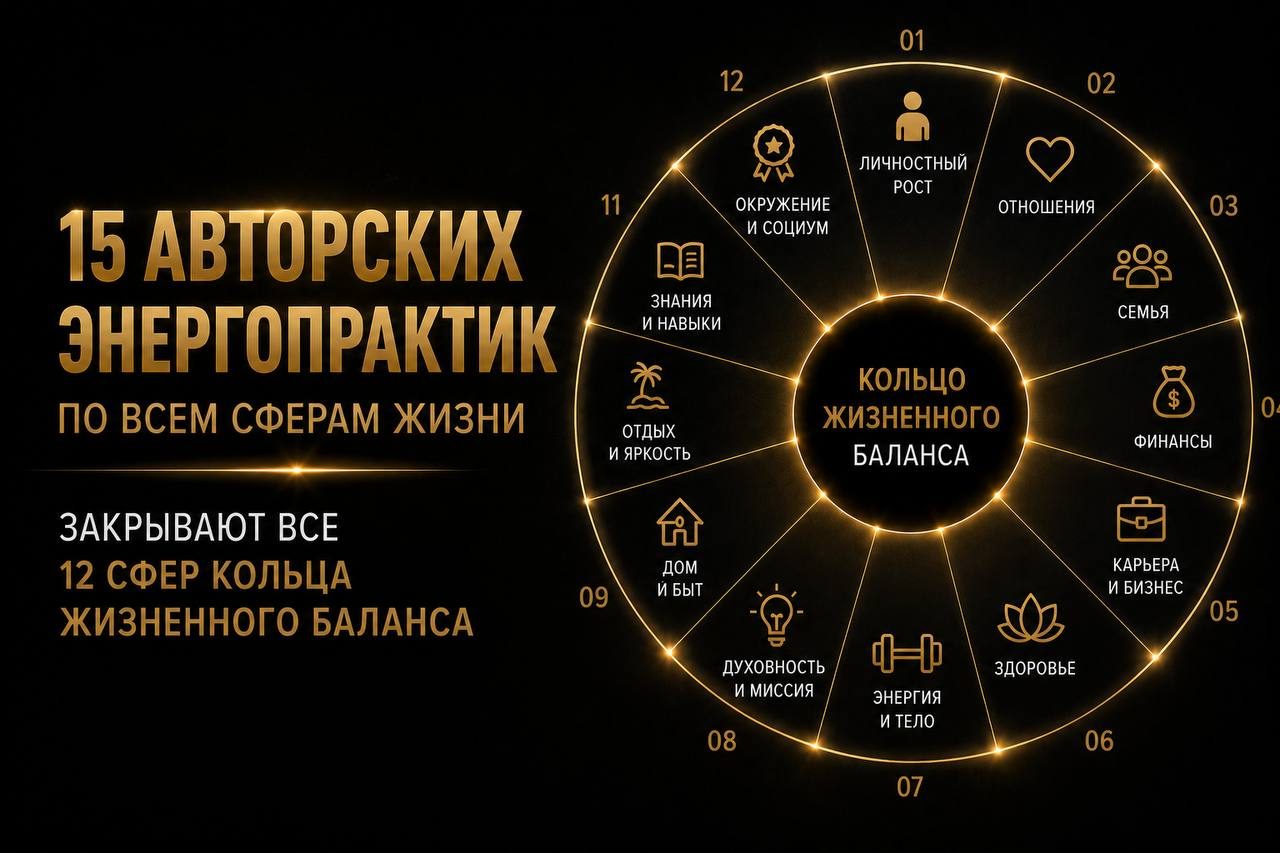 15 авторских энергопрактик · 12 сфер Кольца жизненного баланса